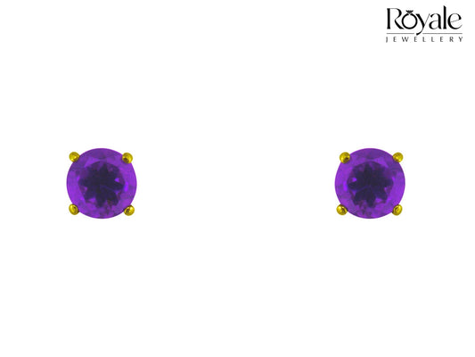 9ct Yellow Gold Amethyst Earrings