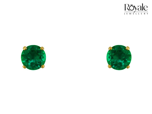 9ct Yellow Gold Emerald Earrings