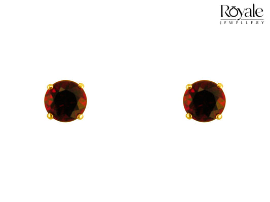 9ct Yellow Gold Garnet Earrings