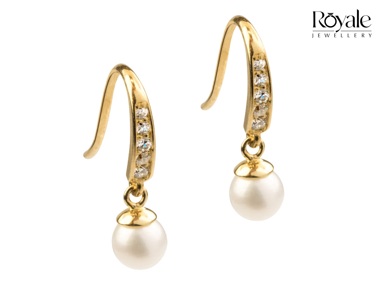 9ct Yellow Gold Earrings with Freshwater pearl and Cubic Zirconia