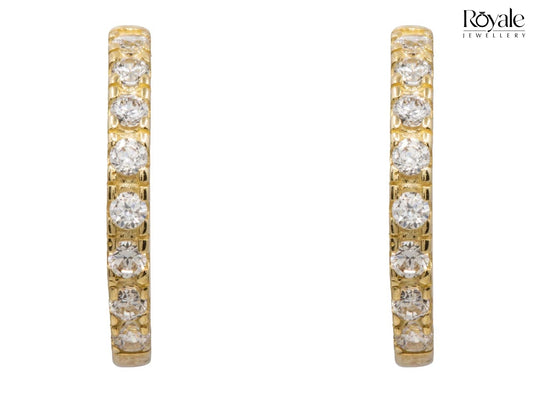 9ct Yellow Gold Crescent and Cubic Zirconia Earrings