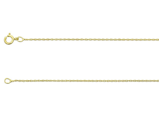 9ct Yellow Gold Rope 0.5mm Chain 40cm