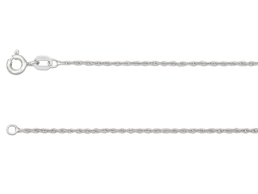 9ct White Gold Rope 1.2mm Chain 40cm
